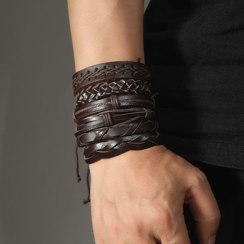 Браслет чоловічий шкіряний Courageous Path 6 шт у наборі, фото 1