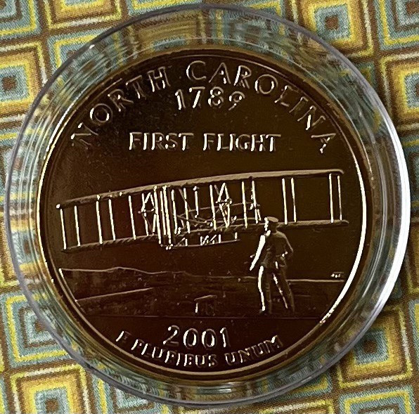 Монета США 25 центів 2001 р. Північна Кароліна Позолота