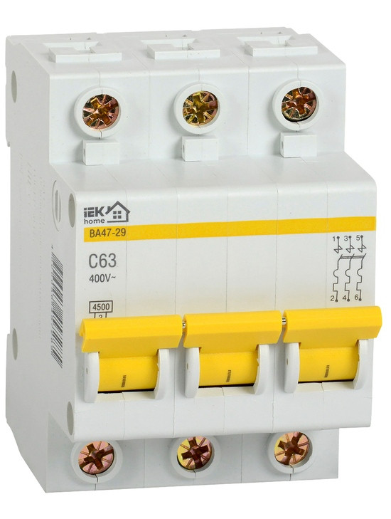 Автоматичний вимикач 3П 63А С  ІЕК ВА47-29 MVA20-3-063-C