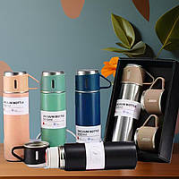 Подарунковий набір термос із 3 чашками 500 мл Термос із вакуумною ізоляцією на 3 кухлі термочашка, термокухоль