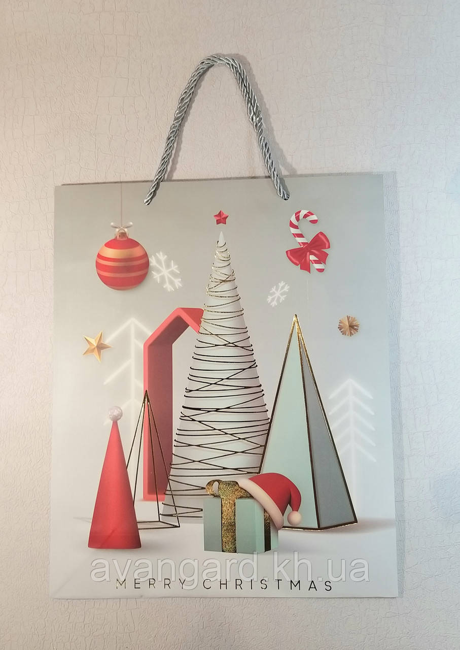 Новорічний пакет 32 см х 26 см х 10 см Merry Christmas подарунки