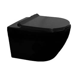 Підвісний унітаз Insana GREM BLACK 52*35,5*34 безобідковий сидіння дюропласт з мікроліфтом білий