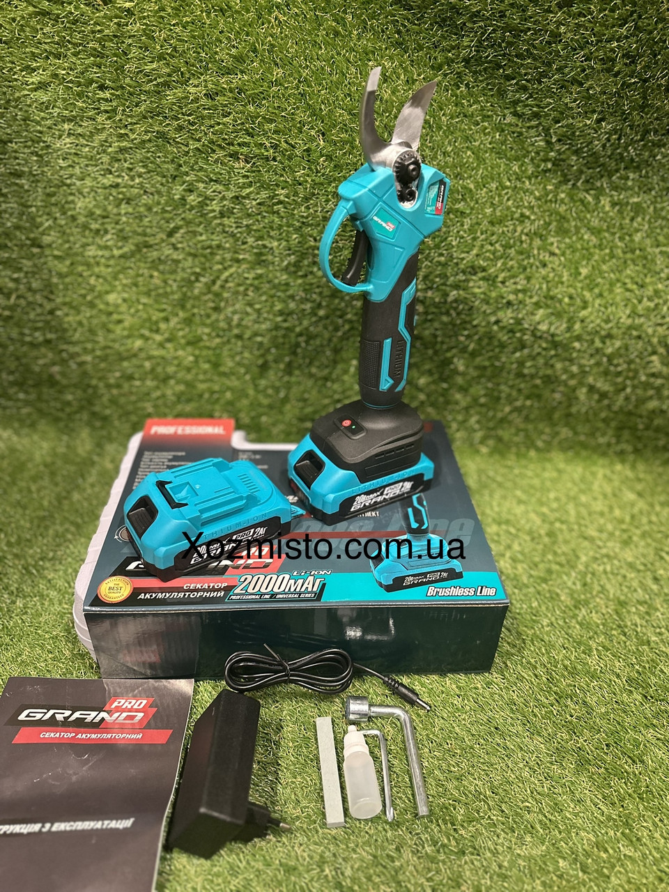 Секатор акумуляторний Grand СА-20BL BRUSHLESS (безщітковий). Кущорізи