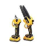 Набір садових інструментів акумуляторний DeWalt Набір інструментів 2в1 Секатор DCMPP550P1 + Мініпила DCM160N Деволт, фото 7