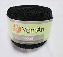 Пряжа  нитка для в'язання Violet YarnArt 100% бавовна чорній № 999