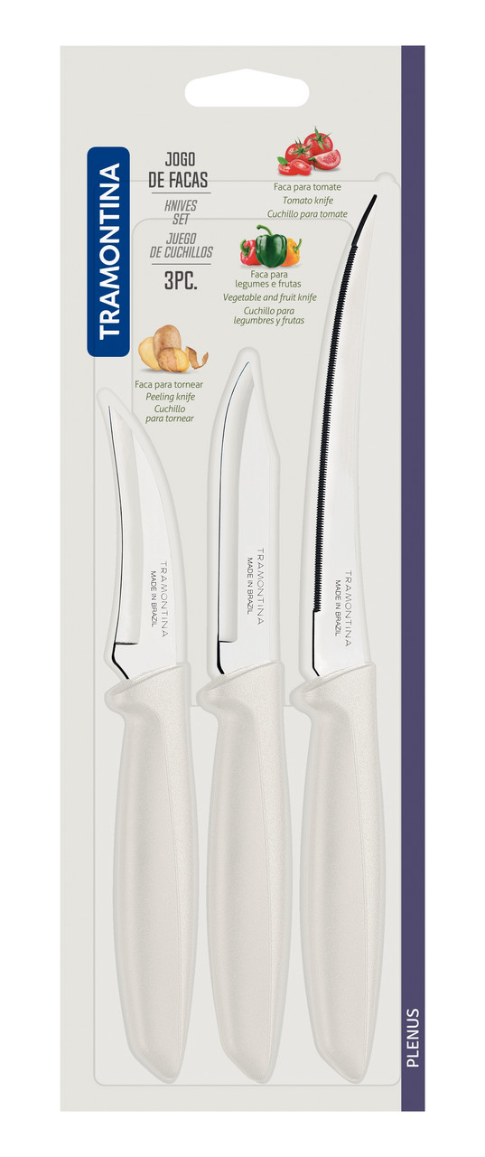 Набір ножів Tramontina Plenus light grey, 3 предмети, фото 1