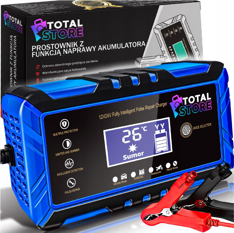 Інтелектуальний зарядний пристрій імпульсний TOTAL TS234 12-24В
