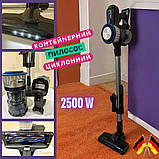 Акумуляторний Ручний пилосос Crownberg 2500 Вт з турбощіткою та Hepa фільтром Пилосос із циклонним фільтром, фото 2