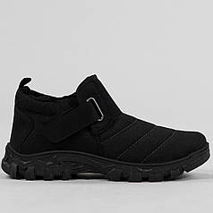 Дутики чоловічі зимові з хутром низькі чорні на замок та липучкою (МД 1005)