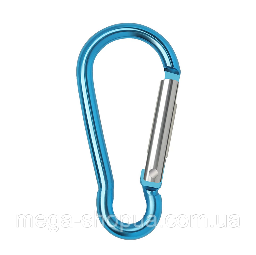 Карабін грушеподібний алюмінієвий похідний 45 мм для ключів, брелока V0045 Блакитний