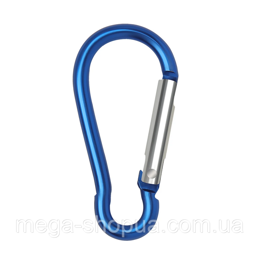 Карабін грушеподібний алюмінієвий похідний 45 мм для ключів, брелока V0045 Синій