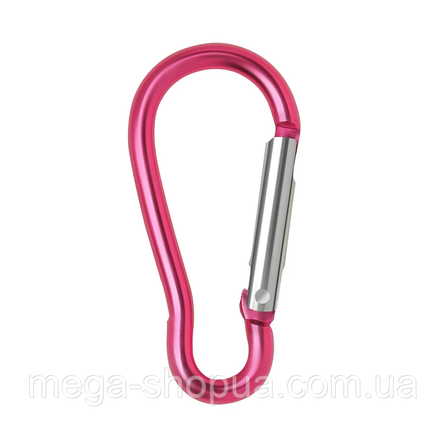 Карабін грушеподібний алюмінієвий похідний 45 мм для ключів, брелока V0045 Рожевий 2
