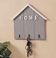 Дерев'яна ключниця у формі Будиночка, стильна настінна ключниця Home (сірий)