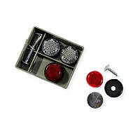 Болти номера - катафоти 2 червоних / 2 білих (футляр)