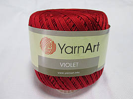 Пряжа  нитка для в'язання Violet YarnArt 100% бавовна червоний темний № 5020