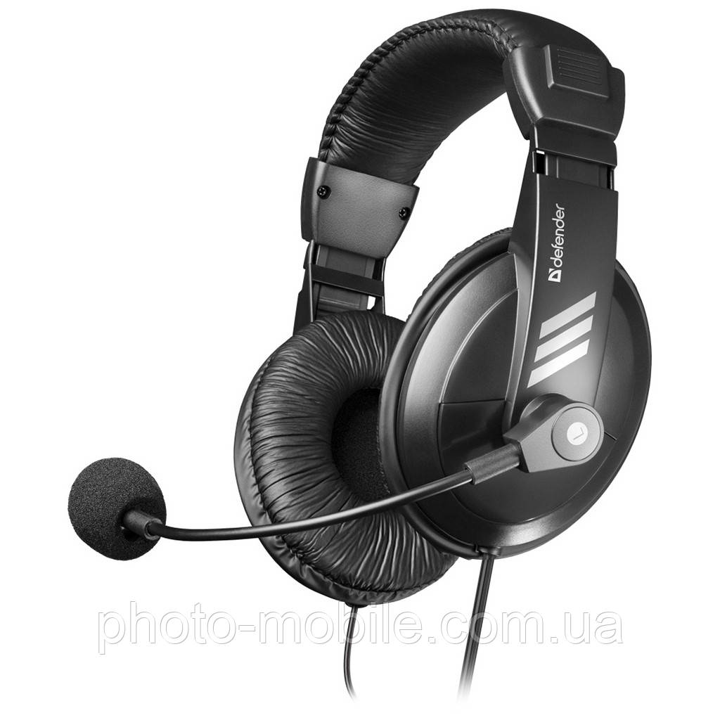 Навушники Defender Gryphon 750, 4-pin, мікрофон, регулятор гучності на кабелі, 105 дБ, 32 Ом, 2 м Black