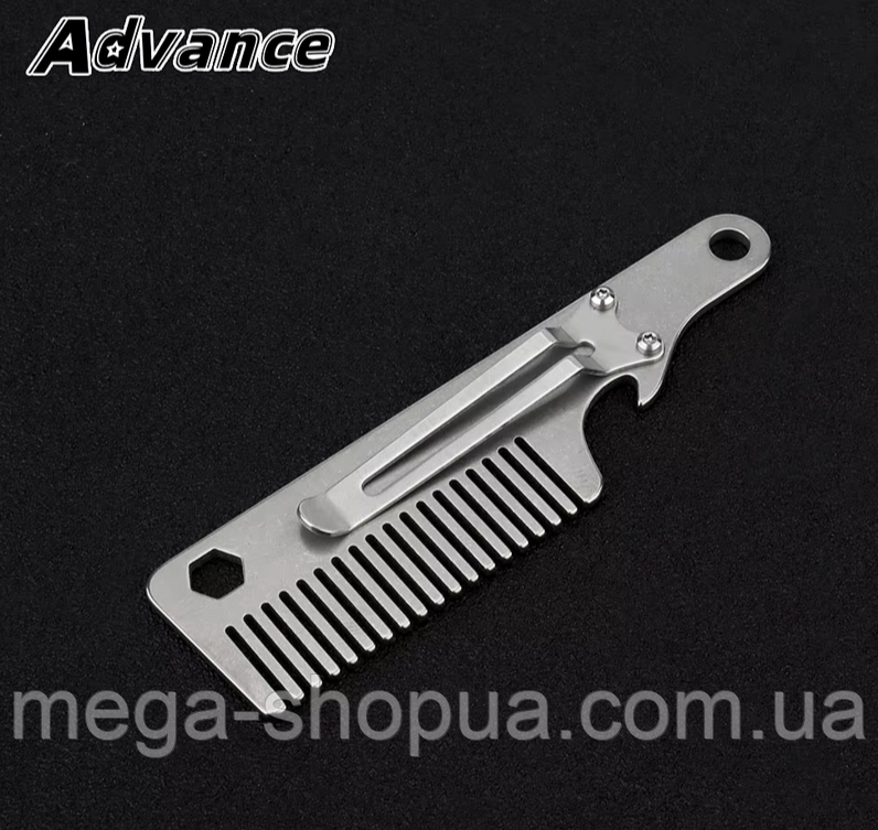 Титановий гребінець 4в1 кишеньковий чоловічий для бороди, вусів і волосся, Titanium Advance DS76