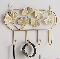Металева вішалка для передпокою, настінна вішалка з гачками Flowers (золотистий)