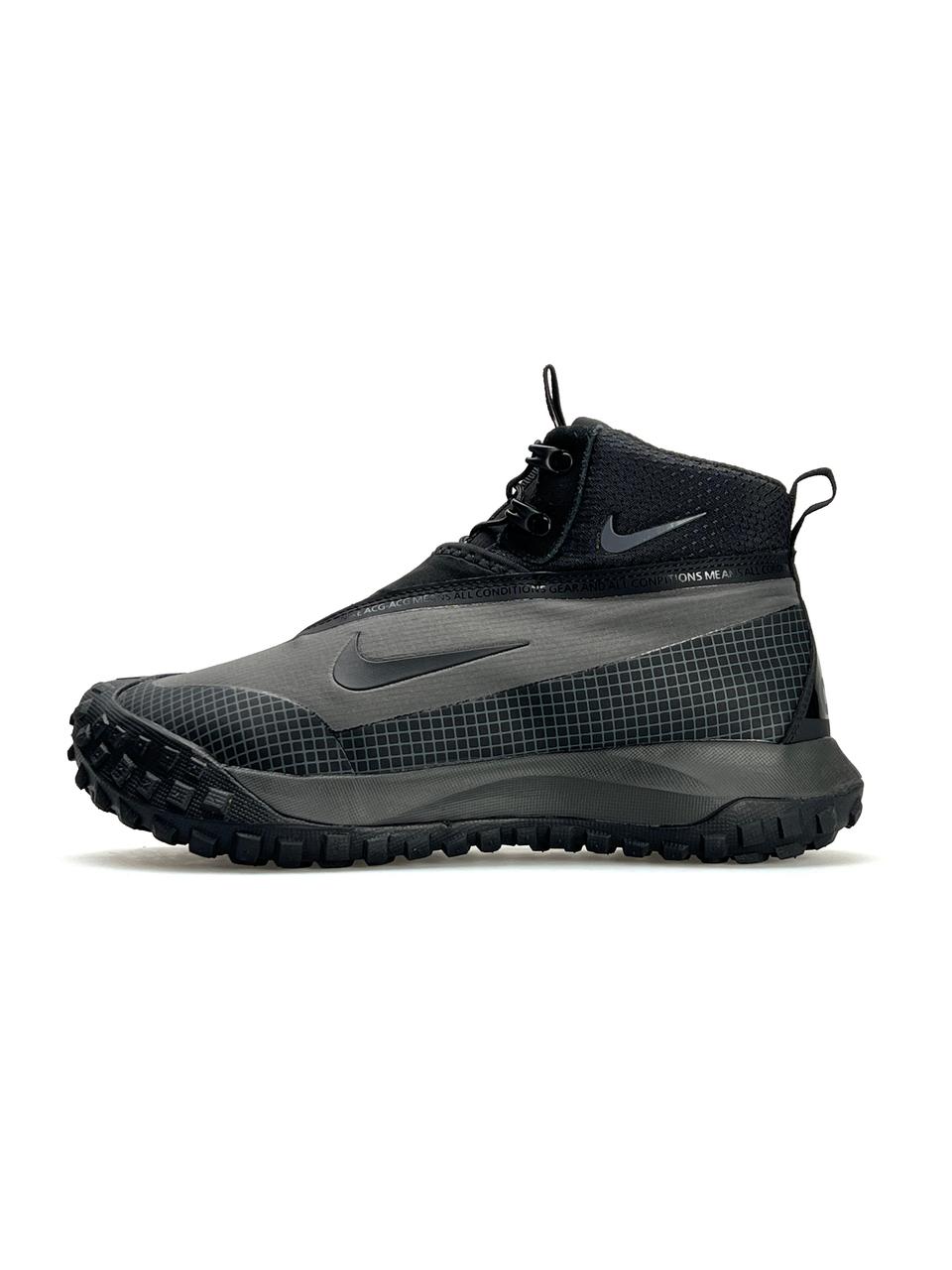 Чоловічі зимові кросівки на хутрі Nike ACG Mountain Fly Black Grey Red Fur, черевики Нейлон текстиль 41
