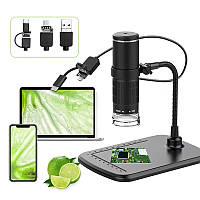 Цифровий мікроскоп AN104 50-1000Х з підставкою та підсвіткою (Type C/Micro USB/USB)