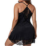 Пеньюар із м’якого бавовняного атласу з мереживом – розміри від S до 9XL – комфортний пеньюар для сну та відпочинку, фото 4