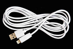 Кабель USB — iPhone 2.4A 2.0 м "Hoco" X1 силіконовий круглий білий