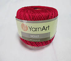 Пряжа  нитка для в'язання Violet YarnArt 100% бавовна малиновий № 6358