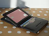 Кожаная обложка для документов водителя черная, Обложка на водительские права нового образца и id паспорт MI-3