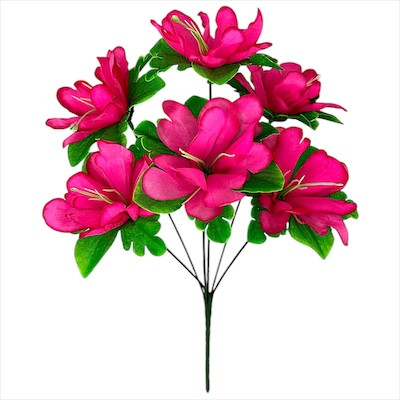 Штучні квіти букет азалія із зеленою підставкою, 36см, фото 1