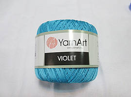 Пряжа  нитка для в'язання Violet YarnArt 100% бавовна бірюза №0008