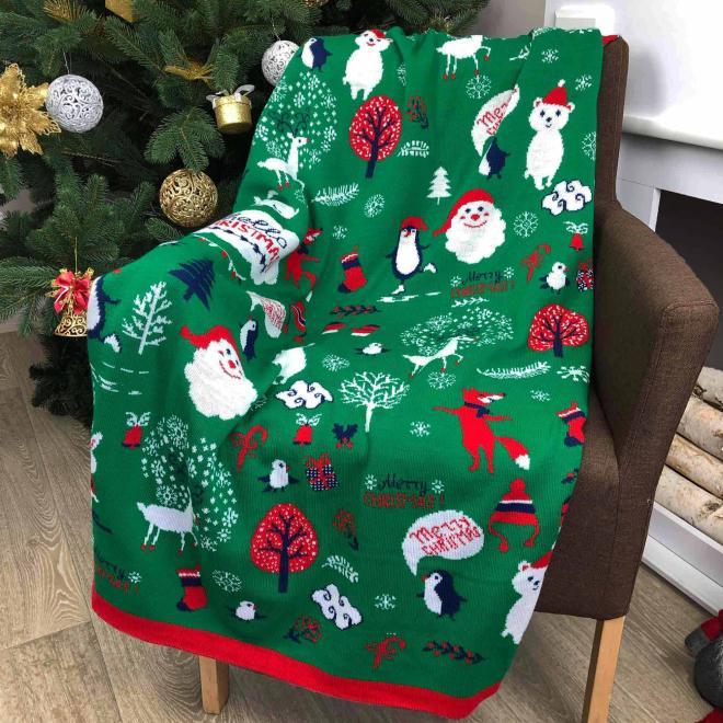 Плед новорiчний Merry Christmas Зелений ТМ ПРОВАНС