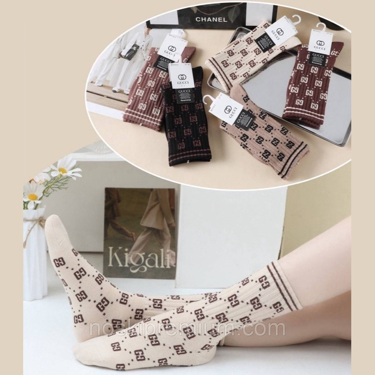 Шкарпетки жіночі термо кашемір Gucci, розмір 37-41, асорті, 014-1