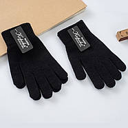Рукавички унісекс вовняні одинарні з начосом Корона, чорні, 7070, фото 3