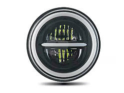 Світлодіодна фара кругла PHL-30-01 7 дюймів ближній/дальній + "ангельські очі" (1 шт.)