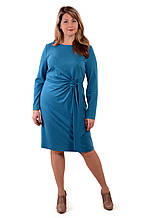 Сукня жіноча блакитне трикотажне великі розміри тепла з довгим рукавом пл 149-1