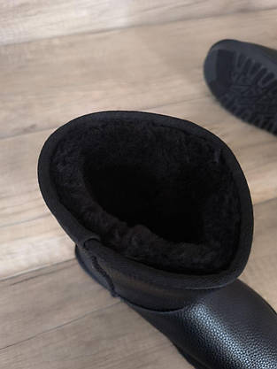 Уги ЧОРНІ з натуральної шкіри високі з лейбл Ugg чобітки теплі жіночі зима, фото 4