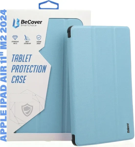 Чохол-книжка для планшета BeCover Tri Fold Soft TPU з кріпленням Apple Pencil для Apple iPad Air 11 M2 2024 Light Blue (711403)