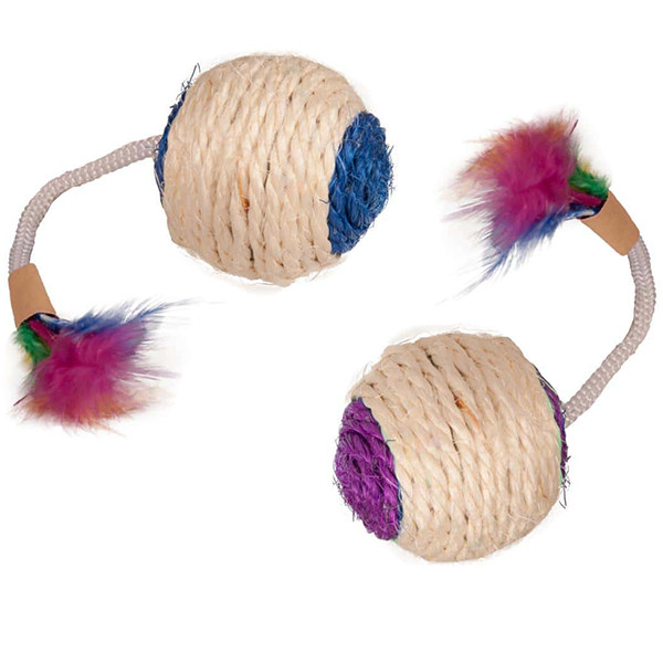 Flamingo Bouly Sisal Ball Feather ФЛАМІНГО СИЗАЛЬОВИЙ М’ЯЧ з пір’ям іграшка для котів