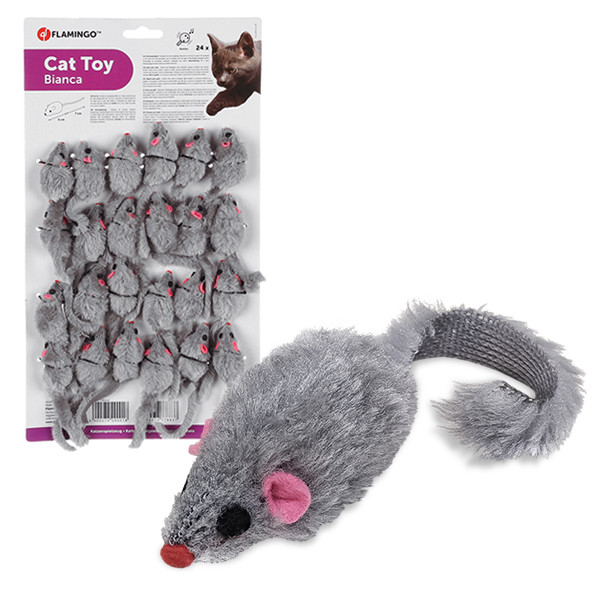 Flamingo Furry Mouse Grey ФЛАМІНГО МИША СІРА іграшка з брязкальцем і котячою м’ятою для котів