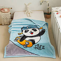 Дитячий плед Панда , блакитний 105х130