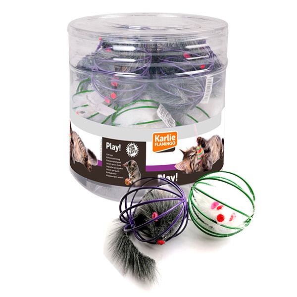 Flamingo Wire Ball With Mouse ФЛАМІНГО МИША В МЕТАЛЕВІЙ КУЛІ іграшка для котів