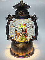 Новорічна іграшка Снігова куля Музичний ліхтар зі снігом нічник із підсвіткою на батарейках і ЮСБ