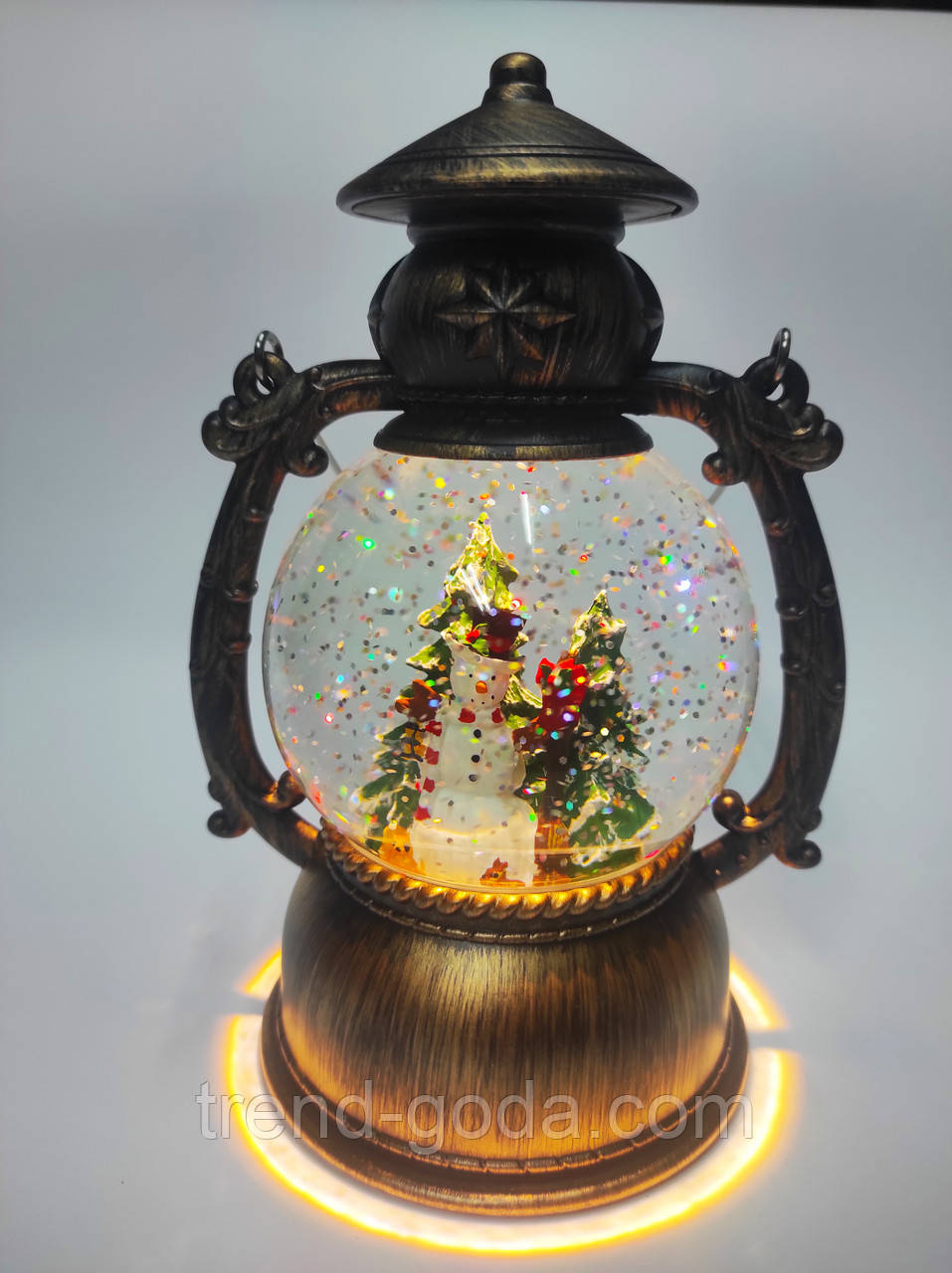 Снігова куля/новорічна скляна куля зі снігом і сніговиком Музичний ліхтар зі снігом нічник із підсвіткою, фото 1