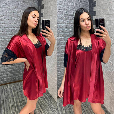 Алтасний комплект пеньюар і халат ,РОЗМІР ТІЛЬКИ 44