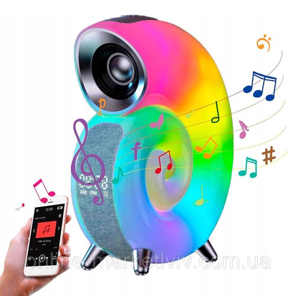 Розумна колонка-нічник (8 режимів), від USB, Bluetooth, Conch Music Light / Смарт-лампа