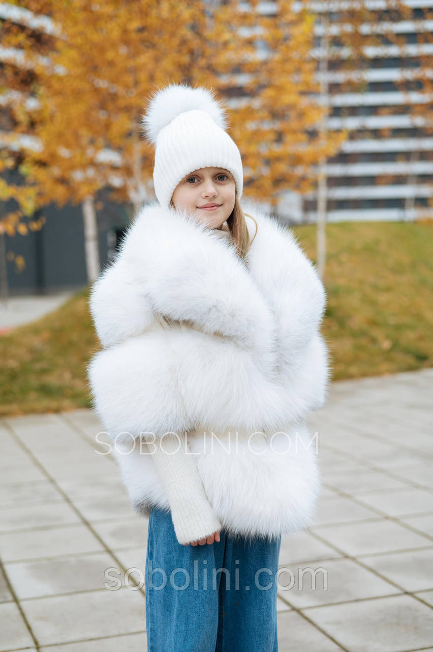 Дитяча коротка шубка з лисиці, фото 1