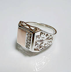 Срібна чоловіча печатка з золотими накладками