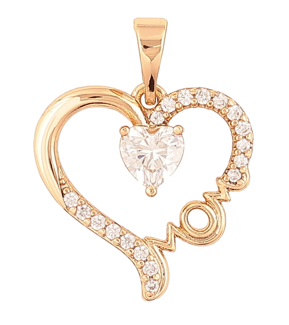 Кулон Xuping Позолота 18K «Сердечко з цирконієм і написом «Мама» для ланцюжка до 5мм
