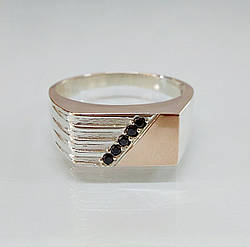 Срібна чоловіча печатка з золотими накладками