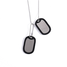 Жетон dog-tag срібло метал із ланцюжком us, комплект із глушниками срібло сталь